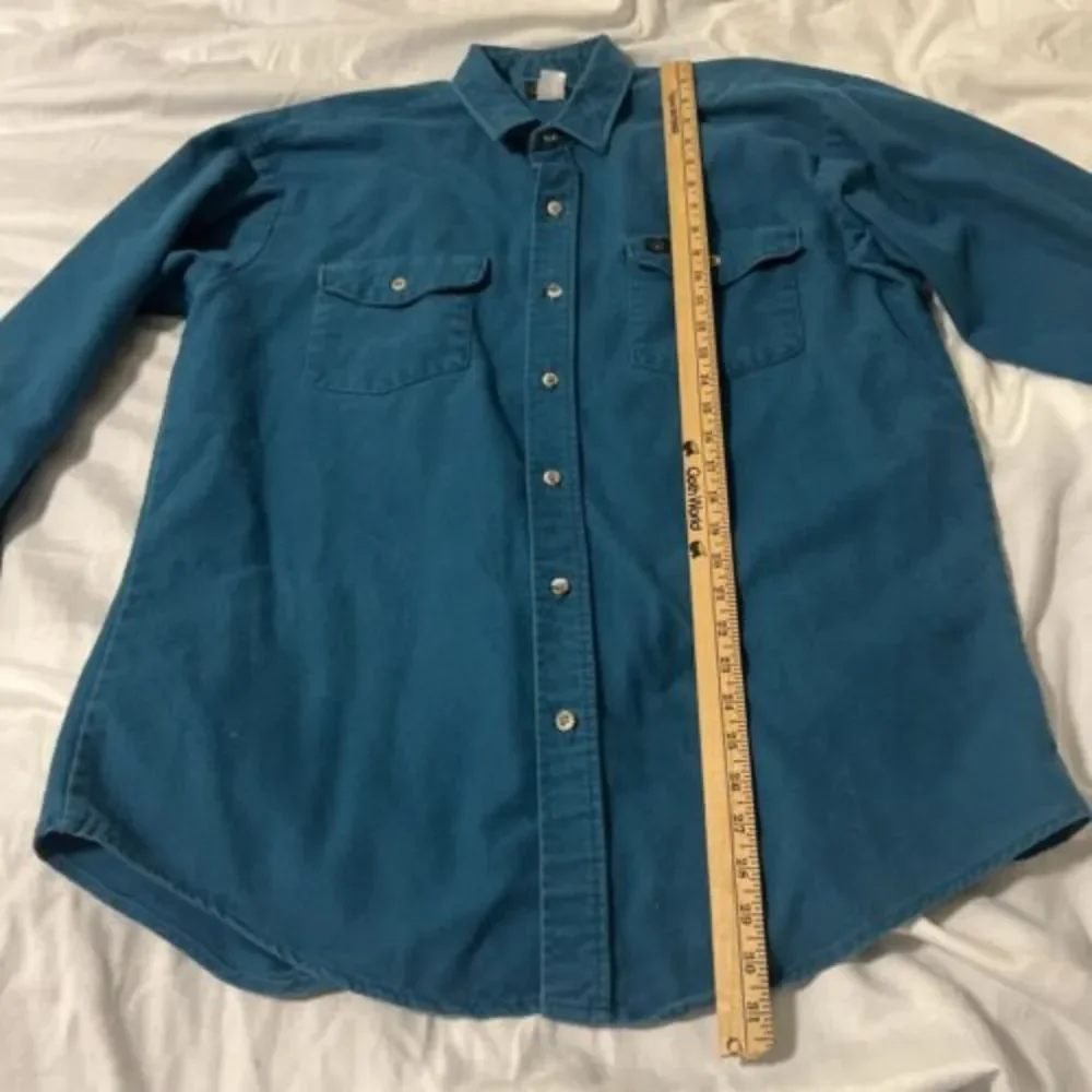 VTG Codet Blue Green Chamois Shirt USA Cotton Soft Flannel Shacket - Large Tall?